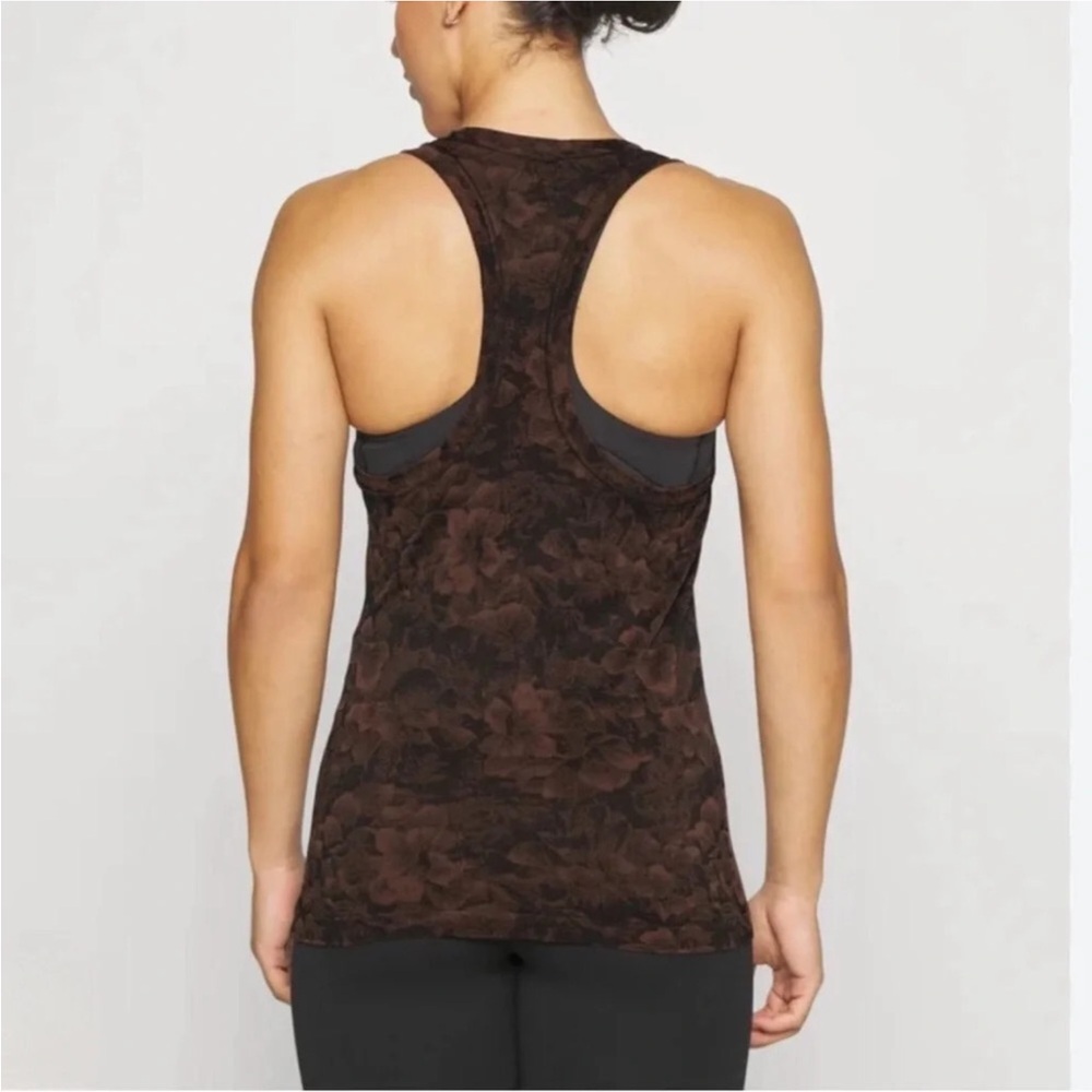 Like New: Athleta Momentum Floral Tank Top Seamless Racerback Brown Small - Picture 2 of 14